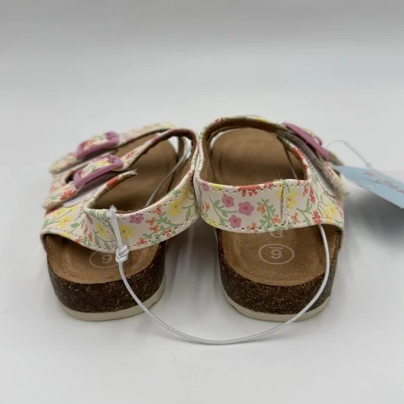 NWT Cat & Jack Toddler Reagan Floral Print Footbed Sandals Size 6 - Picture 4 of 11